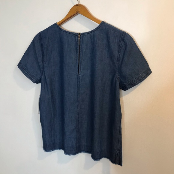 NEW Melrose & Market Chambray T-Shirt Fray Small S - Picture 3 of 7